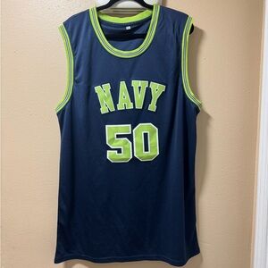 Stitched David Robinson #50 Naval Academy Rep. Jersey Navy Blue and Green